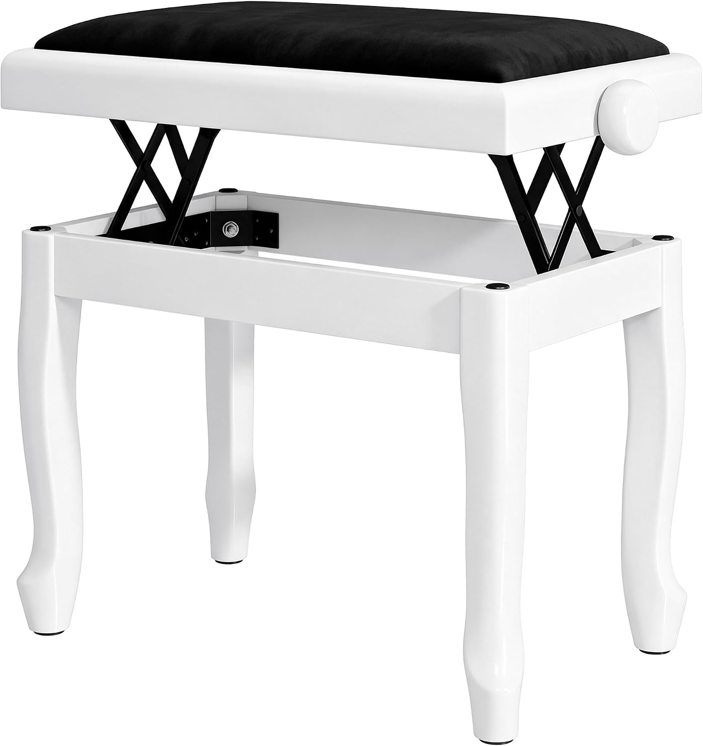 Detalle de HOMCOM F12-022V00WT pianokruk, verstelbaar 45-56 cm, fluwelen zitting