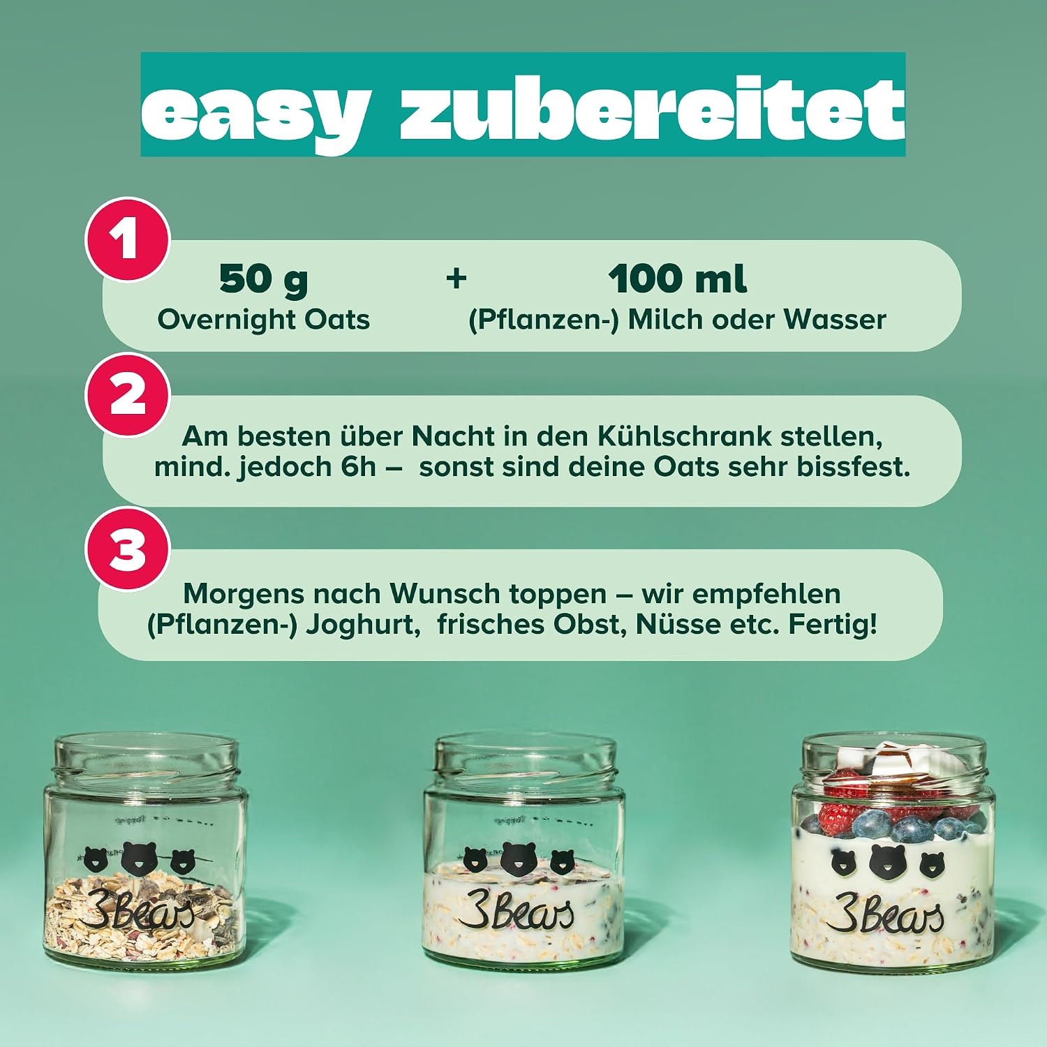 Detalle 2 de 3Bears Overnight Oats Set 7x400g vegane Mischung