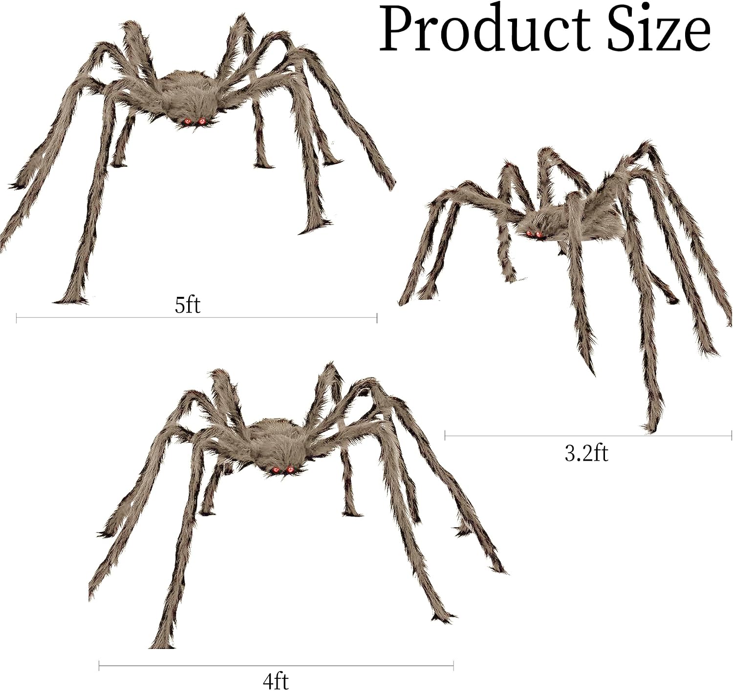 Detalle de wymulot 5-264 Giant Brown Halloween Spider Set, 3-Pack, Poseable Legs