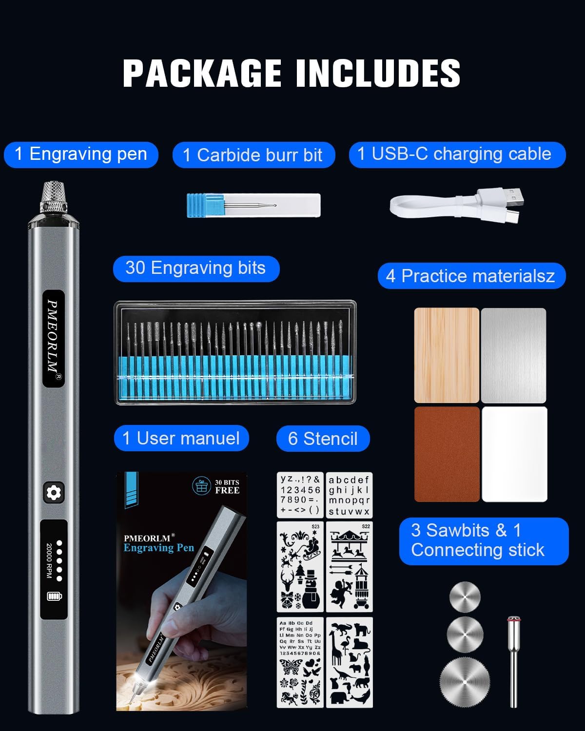 Thumbnail 6 de vueowcue Engraving Pen with 30+ Bits & 5-Speed Adjust – A Practical UK Buy for Beginners and Beyond