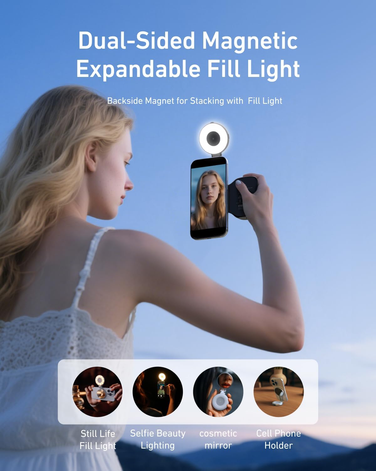 Thumbnail 1 de TELESIN Fun Shot impugnatura smartphone nera + TELESIN C03 luce magnetica per selfie nera: set per foto, TikTok e chiamate