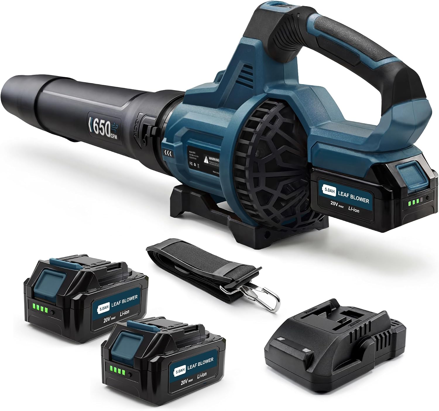 Detalle de LOSART CYJ Cordless Leaf Blower, 650 CFM, 3 Speeds, Two 5.0Ah Batteries