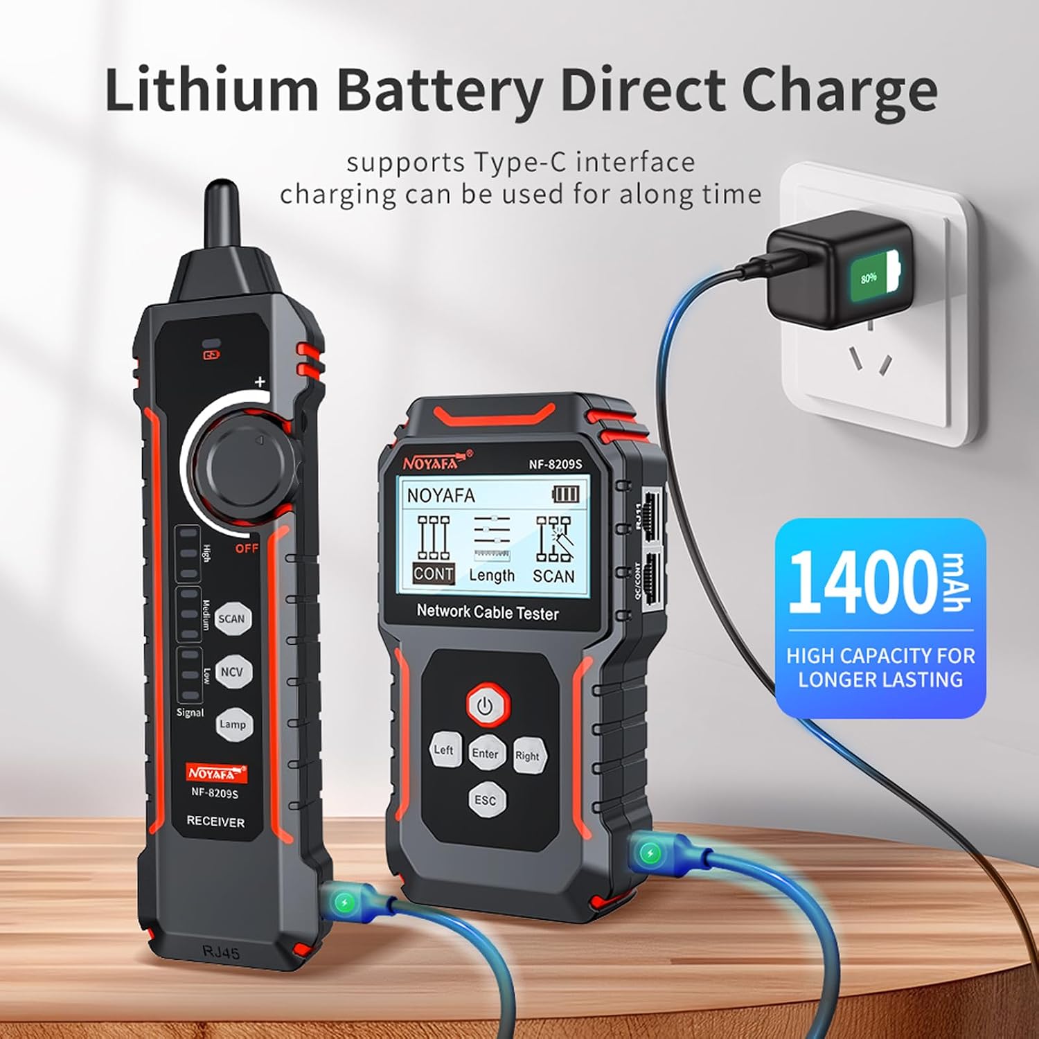 Detalle 2 de NOYAFA NYF-NF8209S Network Cable Tester with PoE, NCV and Port Flash