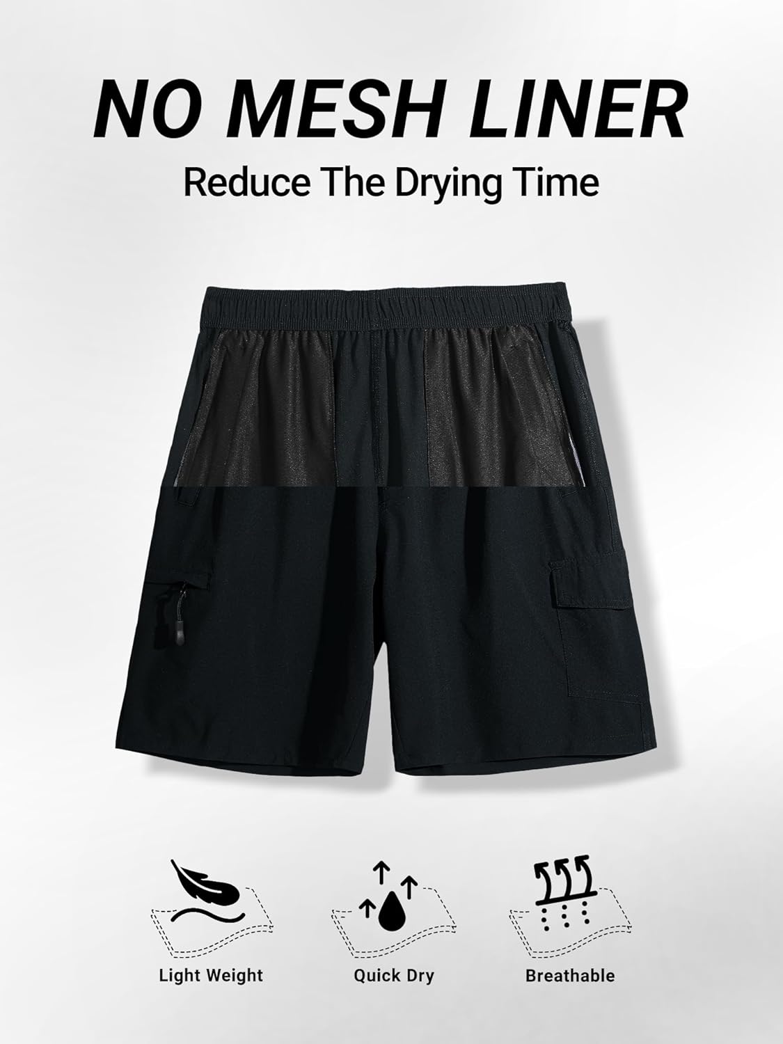 Thumbnail 4 de Arcweg Badehose Herren Cargo Shorts mit Reißverschlusstasche – Schnelltrocknend, lange Passform, ohne Innenfutter