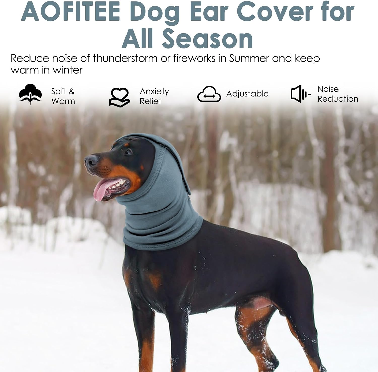 Thumbnail 5 de AOFITEE Dog Calming Hoodie with Soft Ear Muffs: Noise Protection for Anxiety (BlueGrey, XL)