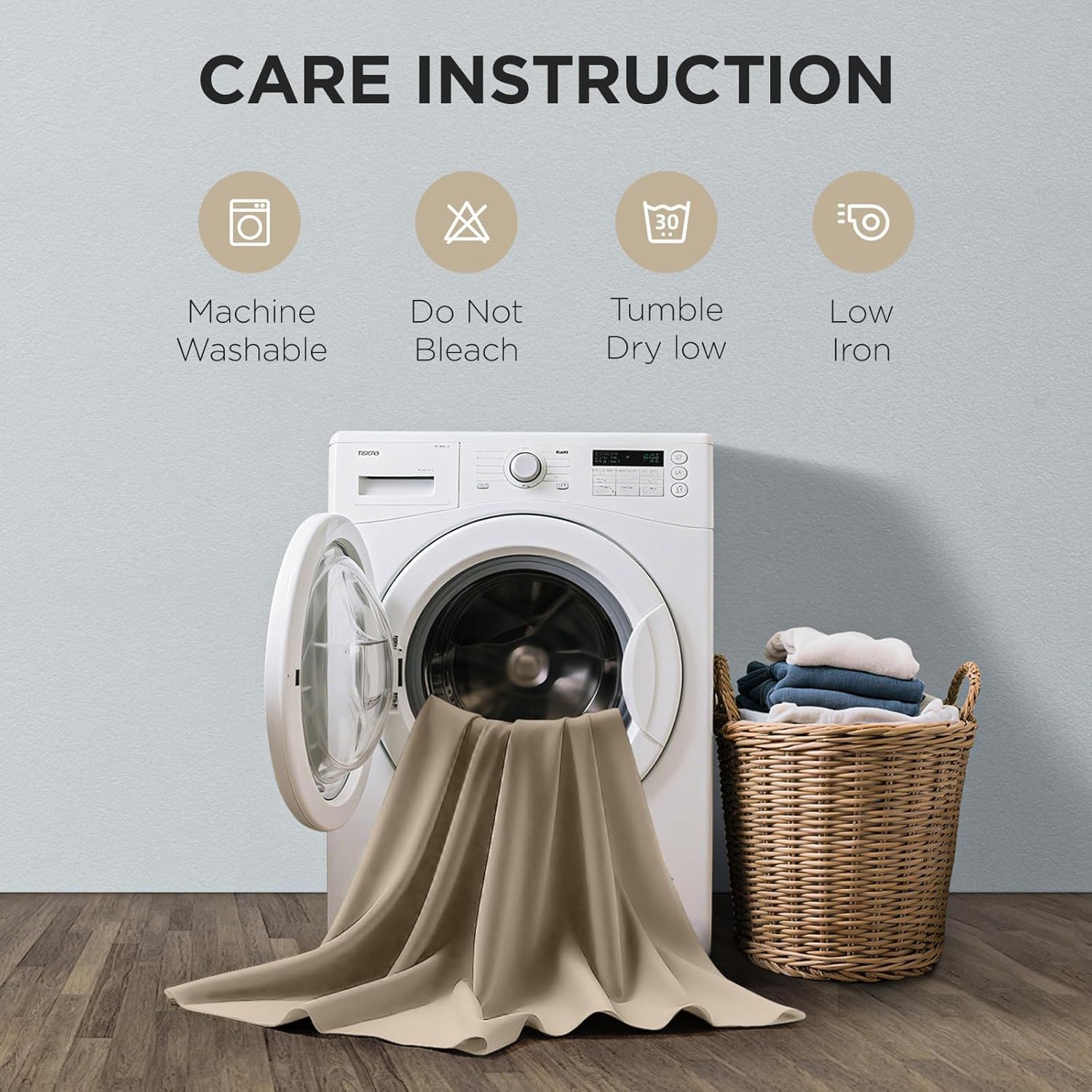 Thumbnail 6 de Rideaux occultants Joydeco en 2 pièces, L 140 x H 245 cm, beige clair à œillets