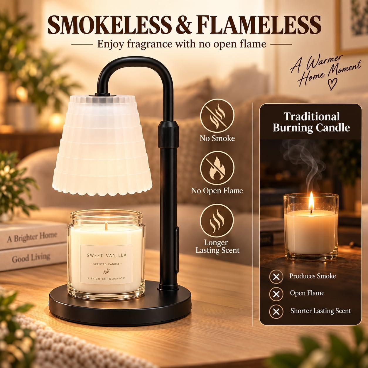 Detalle de JIMEI C05D3-1-070000 Candle Warmer Lamp, Black Metal with Timer