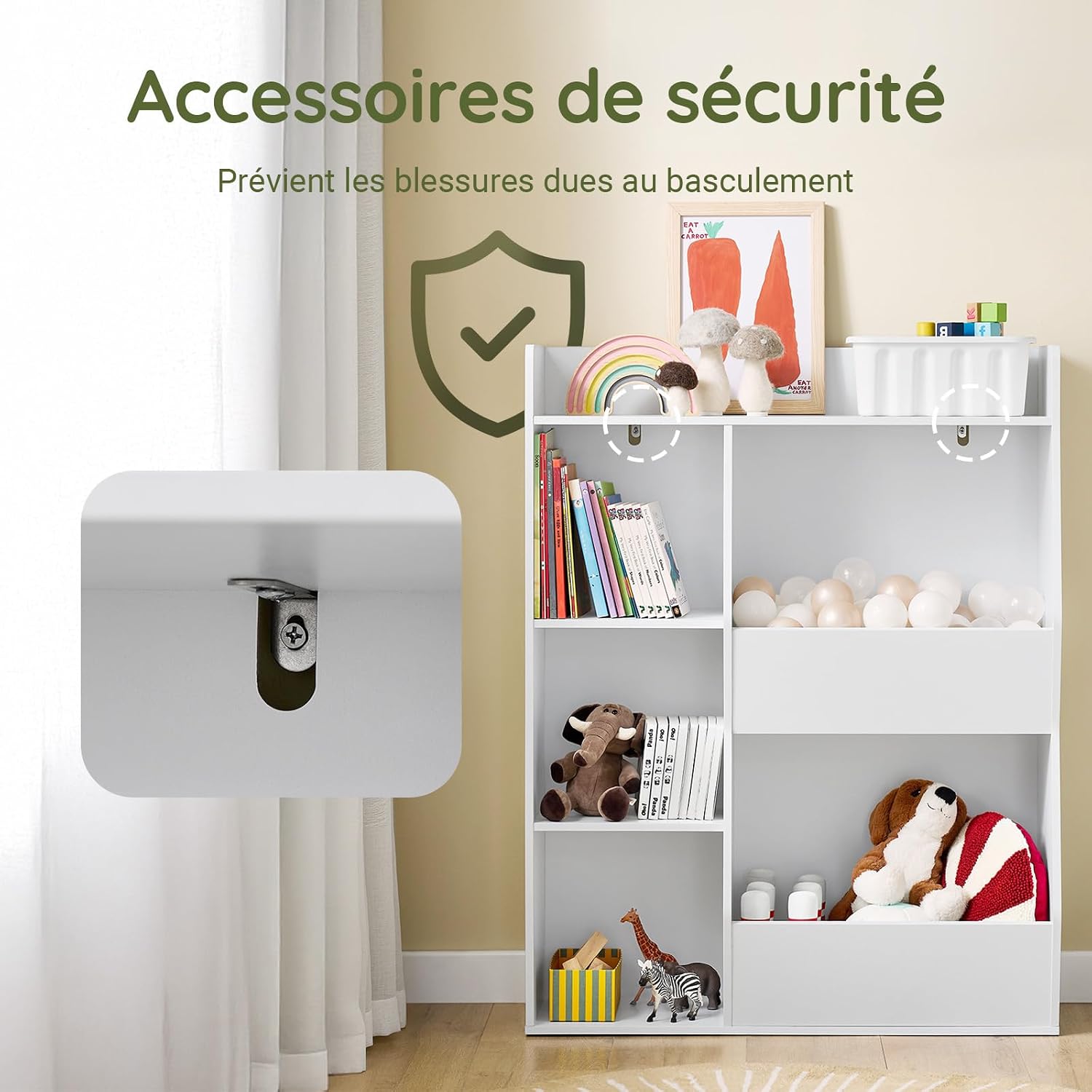 Thumbnail 5 de SoBuy KMB55-K-W Bibliothèque enfant 104 cm
