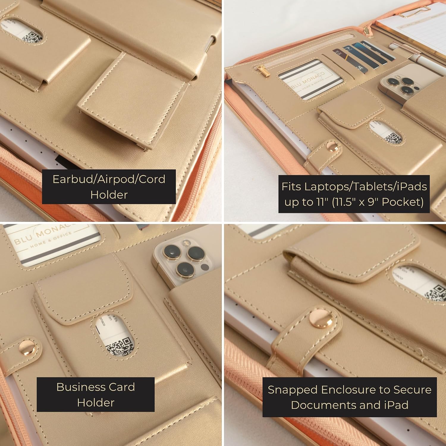 Thumbnail 2 de BLU MONACO Peach Beige Vegan Leather Portfolio Binder