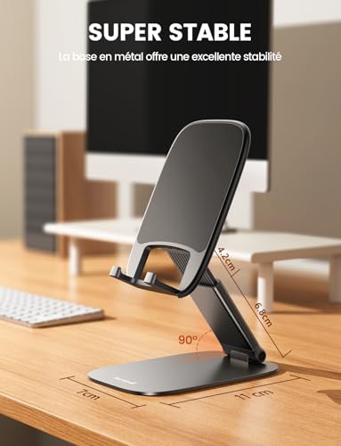 Detalle de Lamicall Support Téléphone Bureau Pliable – ultra-fin et base métallique