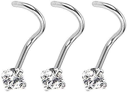 Detalle 2 de Liuxn 20 Gauge 10 Pezzi Naso Vite Curvo in Acciaio Inossidabile con Zirconia Cubico
