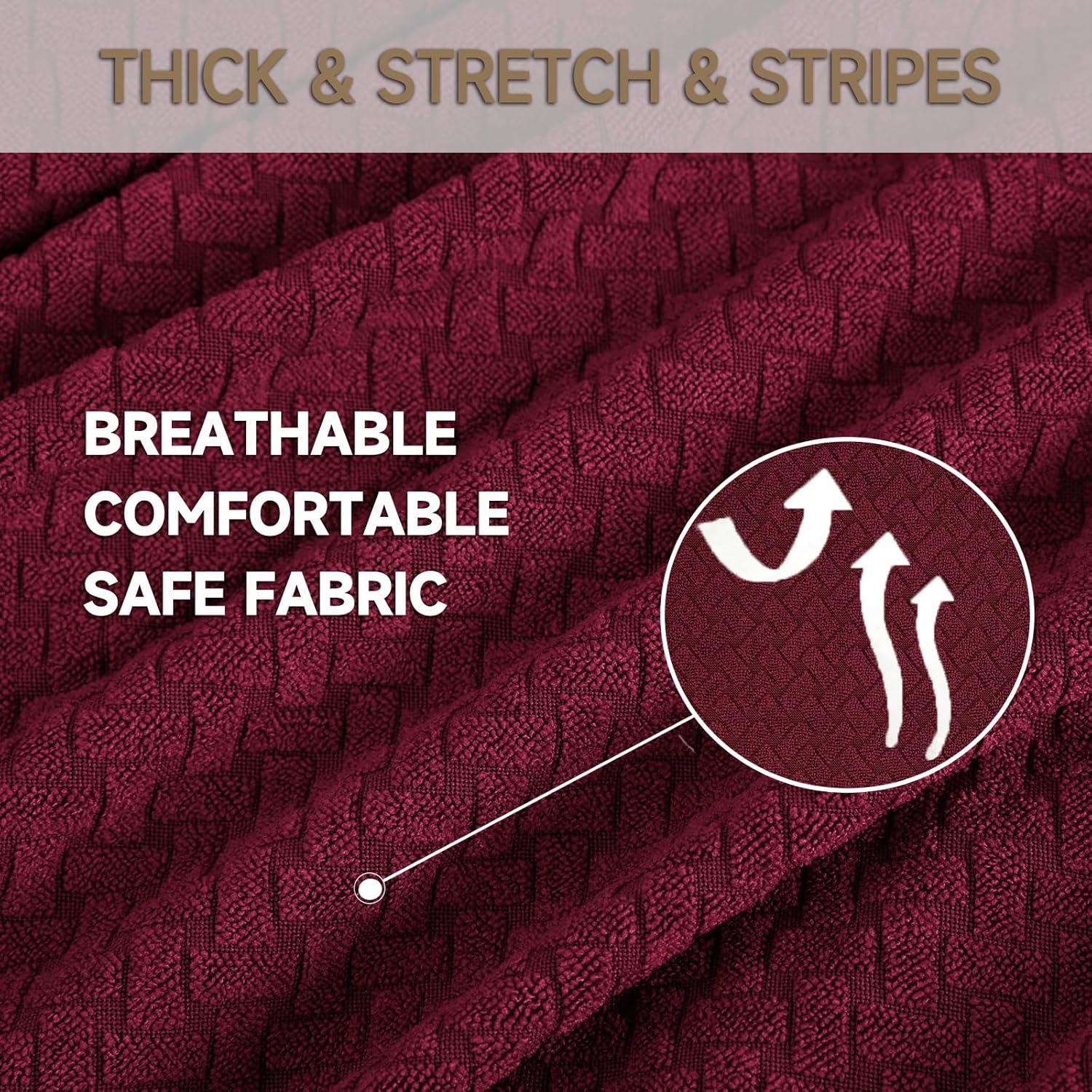 Thumbnail 2 de Ystyle housse de canapé 4 places extensible avec accoudoirs, antidérapante anti-poils animaux – bordeaux