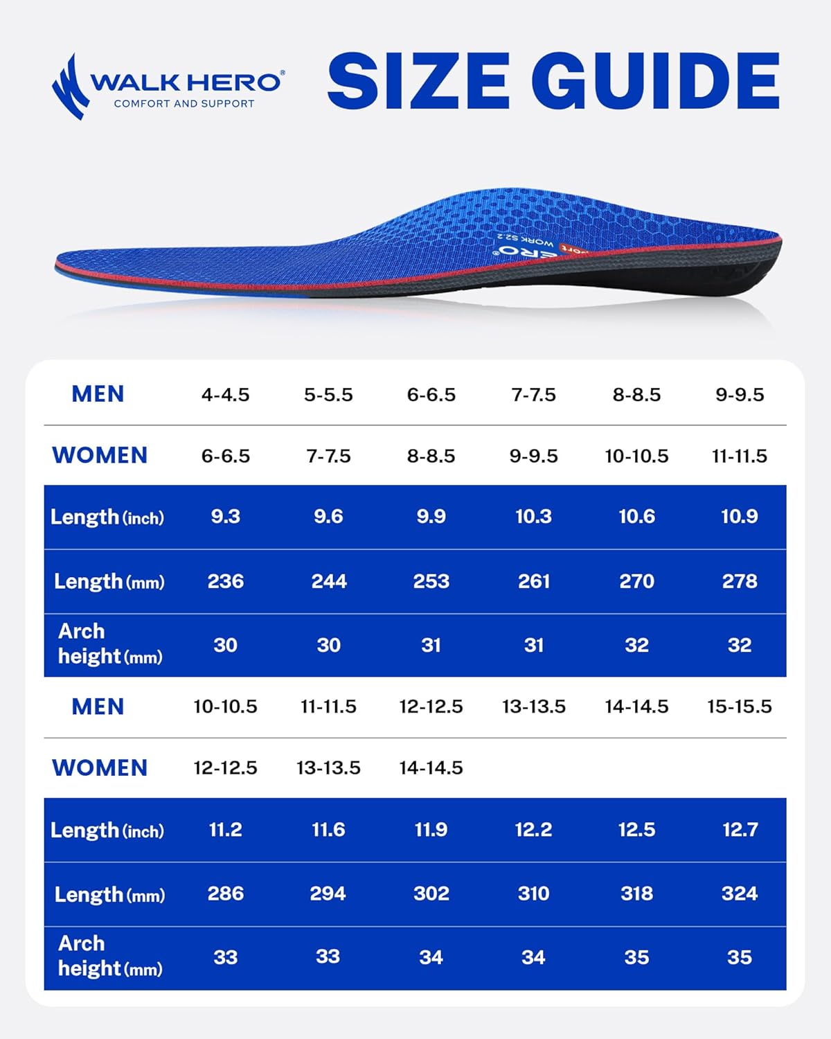 Thumbnail 6 de Walkhero Arch Support Inserts for Men & Women with Max Cushion