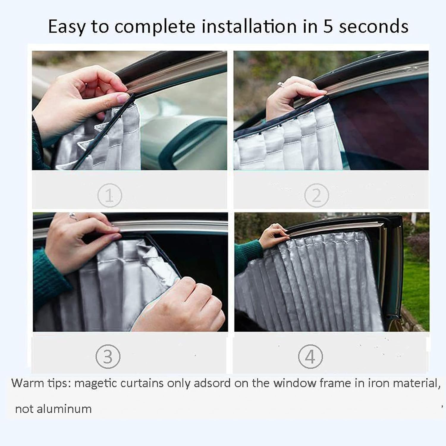 Thumbnail 5 de ZATOOTO Zatotoo Side Window Shade (2pcs) magnetic car curtains for privacy & UV blocking, silver