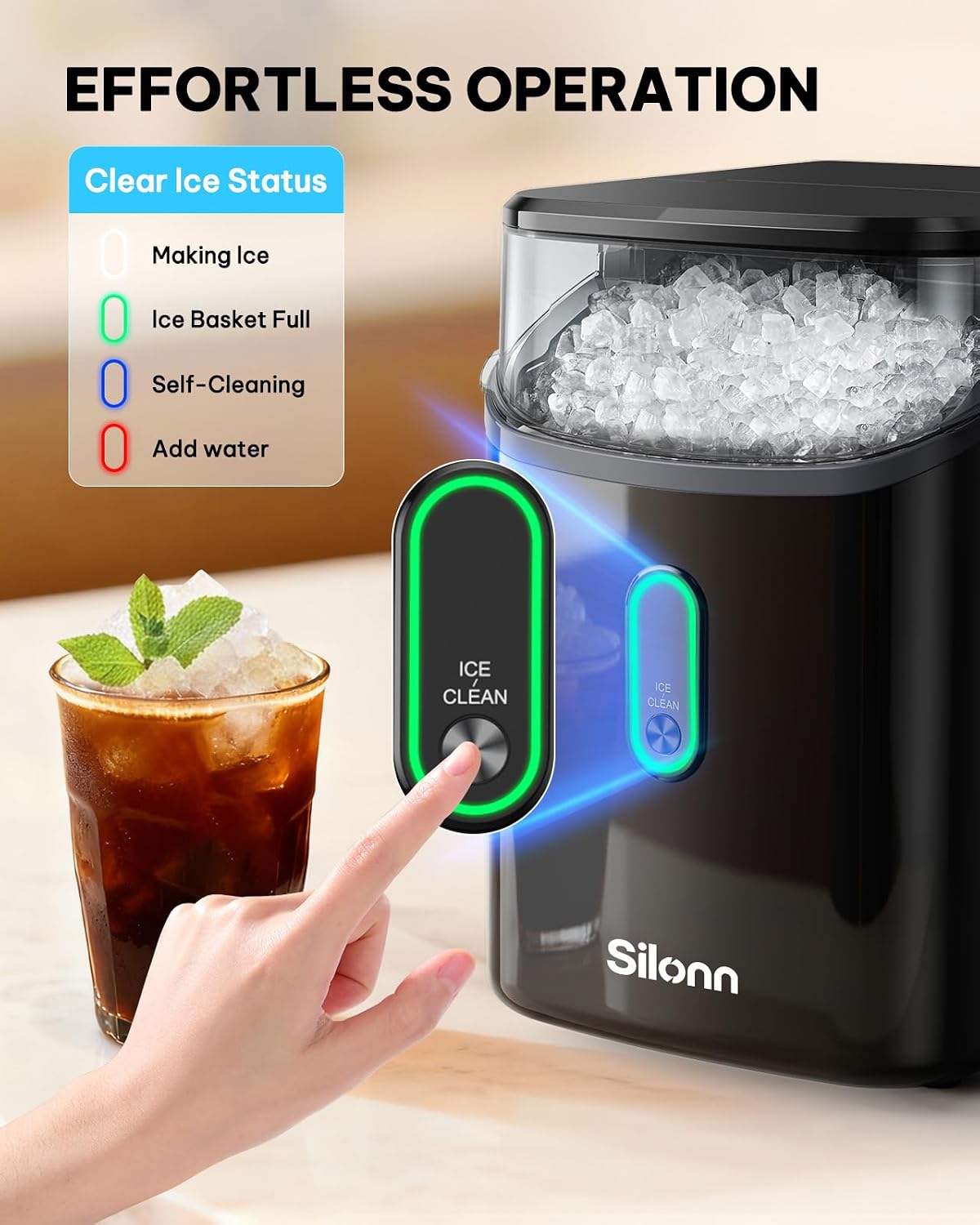 Thumbnail 4 de Silonn Nugget Ice Maker, 33 lb Daily Output
