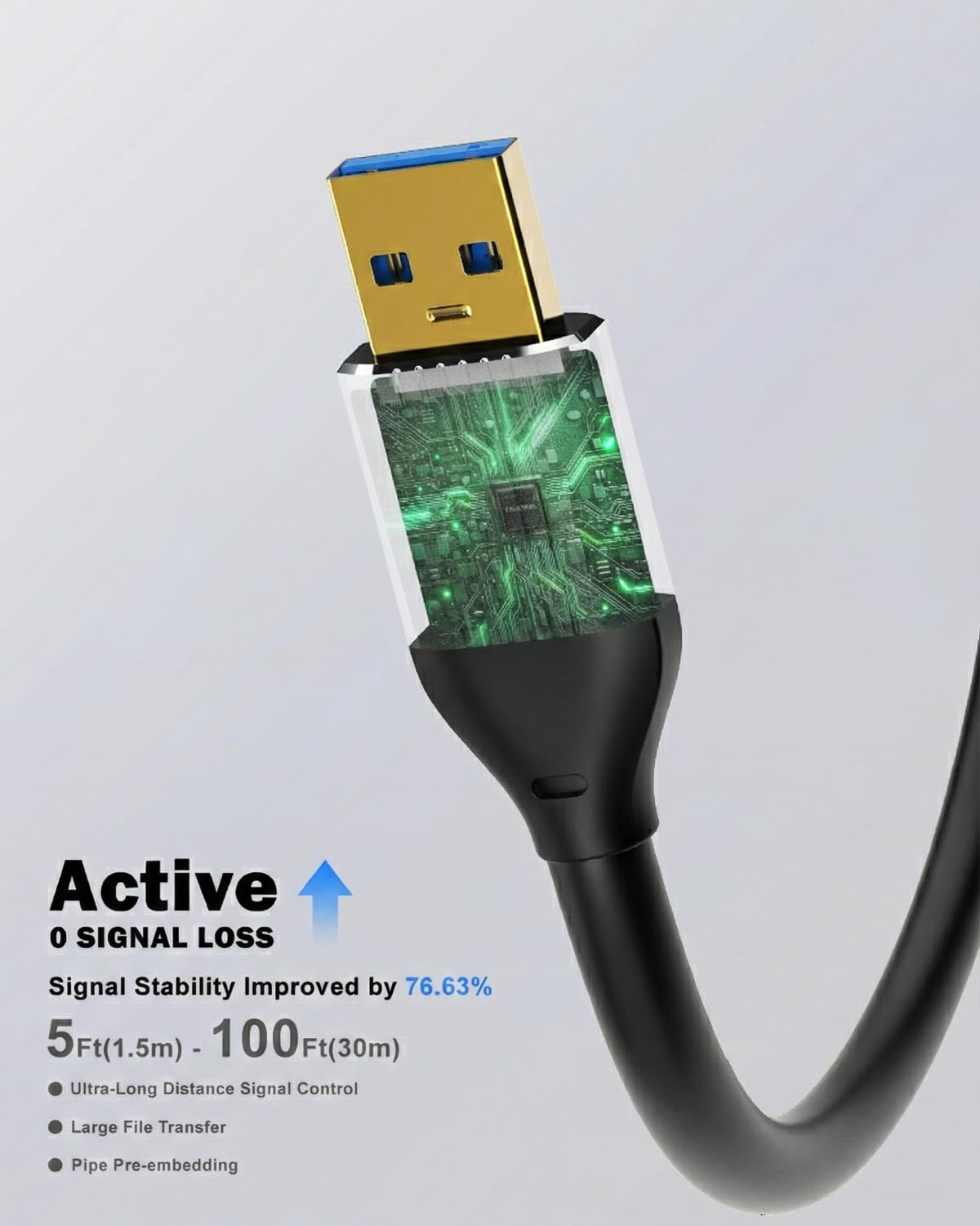 Thumbnail 4 de ZVOIYKM Active USB 3.0 A to C Extension Cable, 15m (50ft) with built-in signal booster