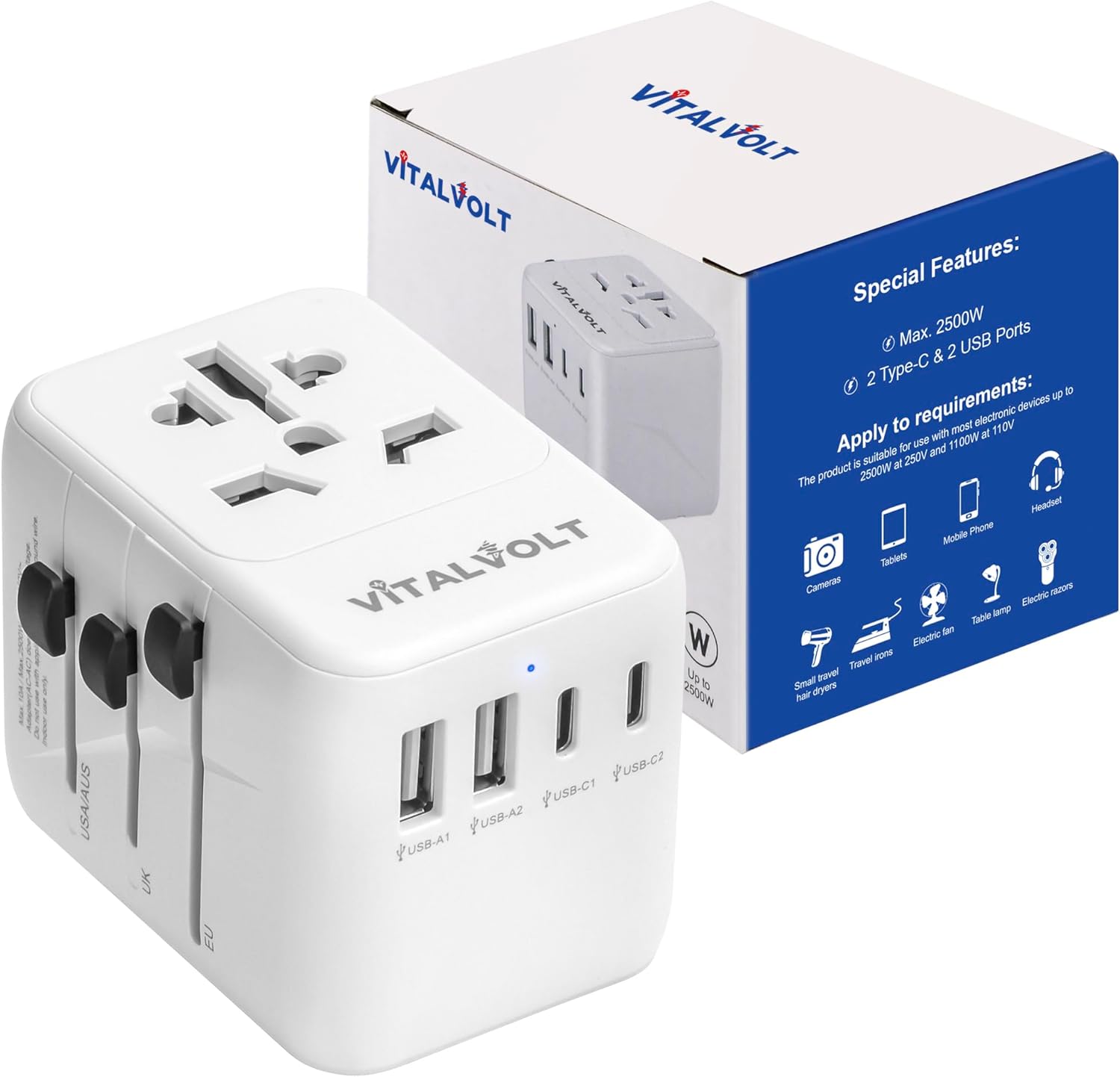 Thumbnail 6 de VitalVolt Universal Travel Adapter Worldwide All-in-One with 2 USB-C & 2 USB-A Fast Charging