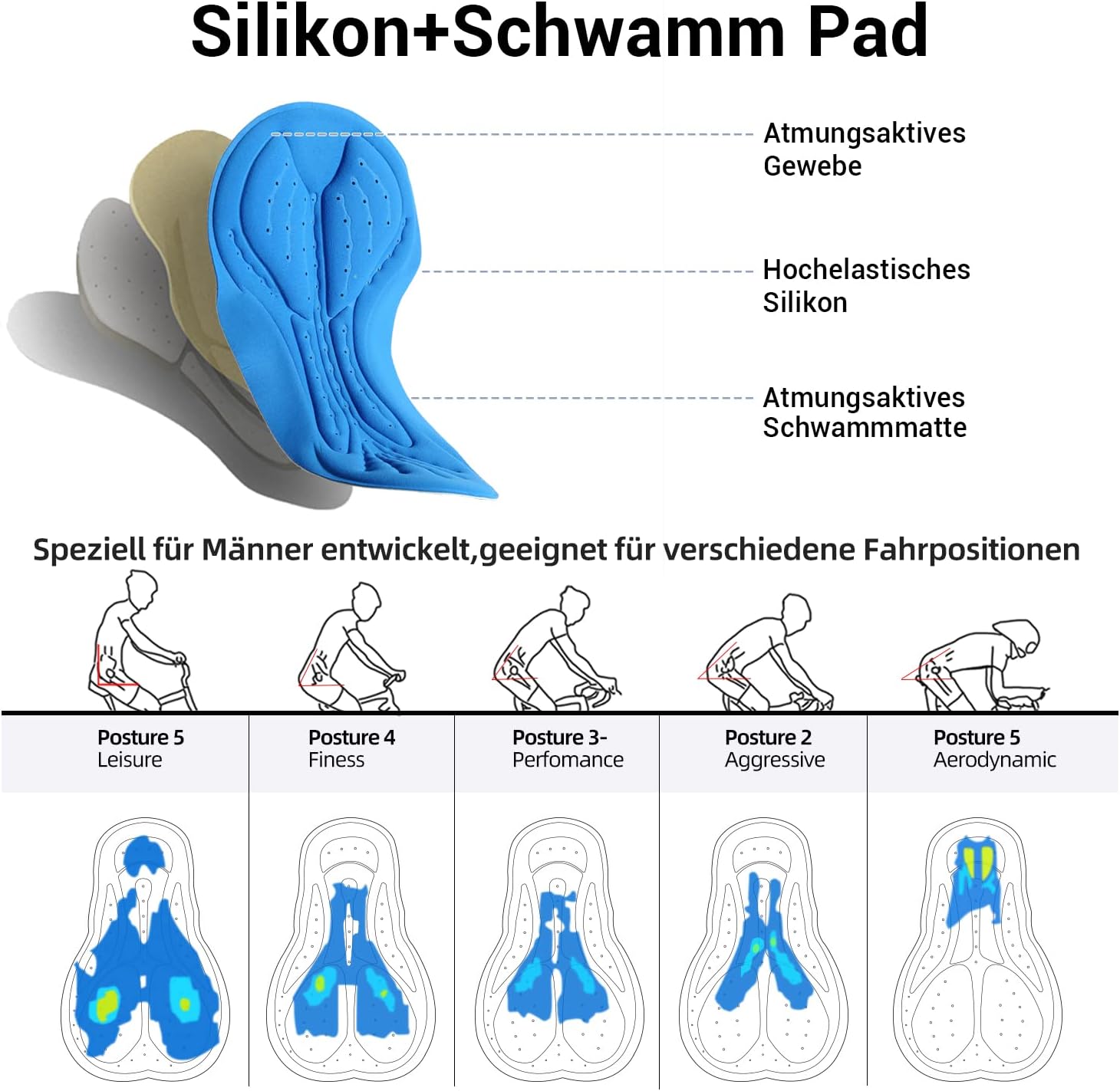 Thumbnail 3 de Sportneer Pantaloni da Ciclismo Imbottiti 82% poliammide