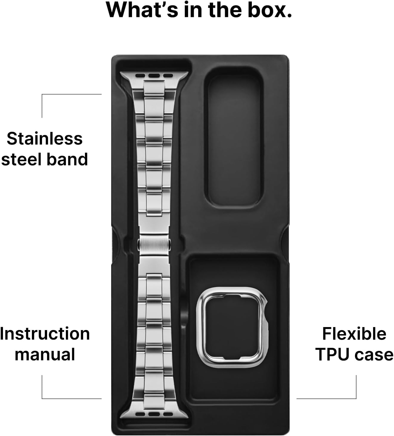 Thumbnail 6 de Fullmosa Stainless Steel Apple Watch Strap with Case — 38mm/40mm/41mm, Upgraded Solo Link Design for SE to Series 9 (Silver)