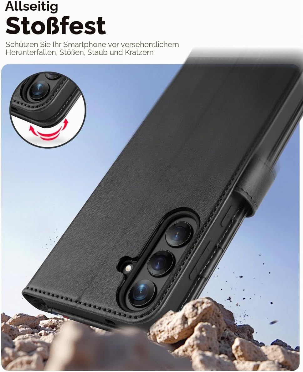 Detalle de OCASE Wallet-Hülle aus Leder für Samsung Galaxy S25 Plus 5G – RFID, Standfunktion