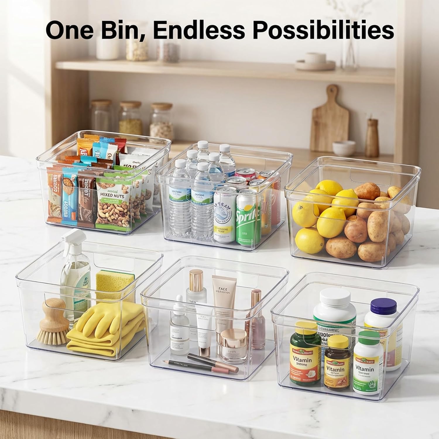 Thumbnail 1 de MOONEDGE Clear Plastic Storage Bins 12 x 12 x 7
