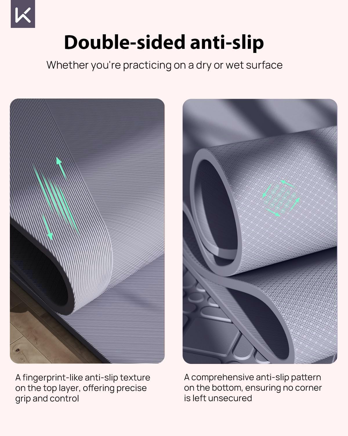Detalle 2 de KEEP Extra Wide Yoga Mat, 7mm TPE Exercise Mat, 72" x 32" with Carry Strap