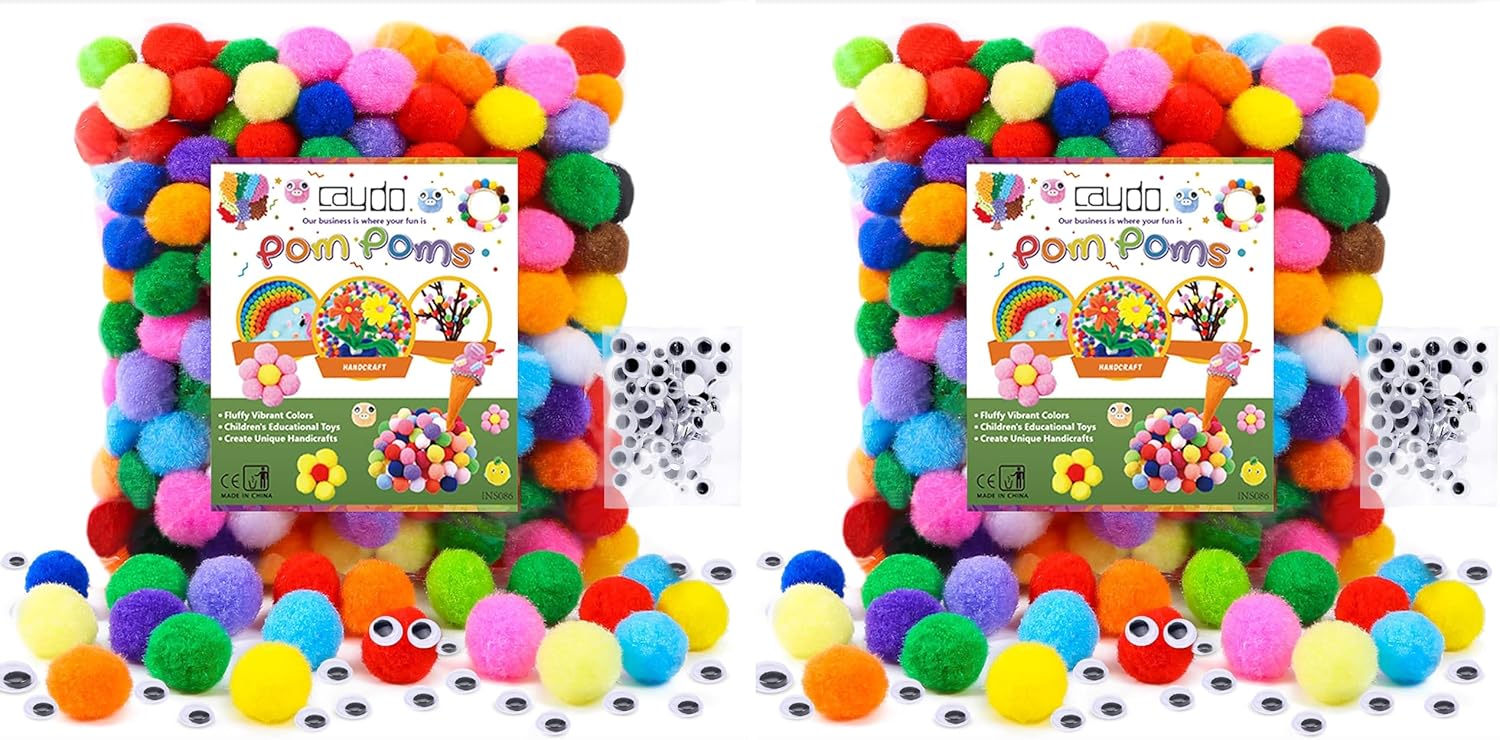 Thumbnail 3 de Caydo 2.5cm pom-poms for crafts (240 pieces) – assorted colours for kids and decorations