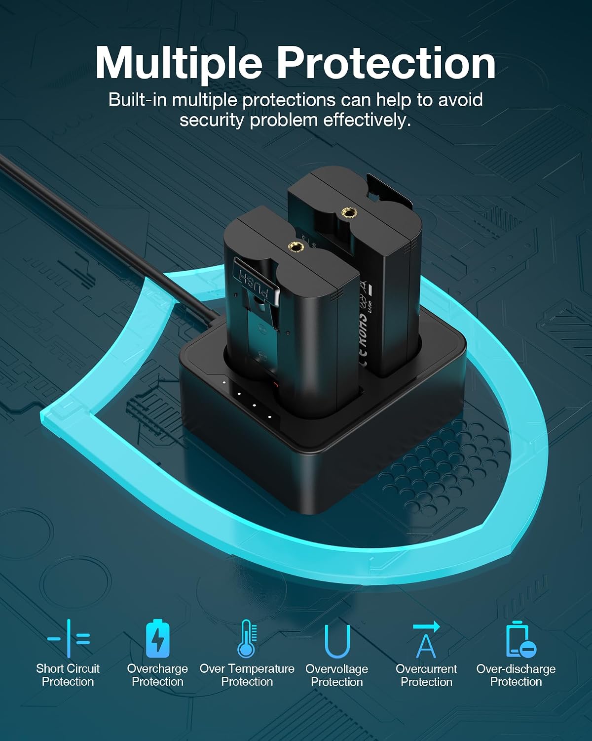 Thumbnail 6 de FirstPower 2-Pack Replacement Battery for Ring Devices (6040mAh) with Charger Station