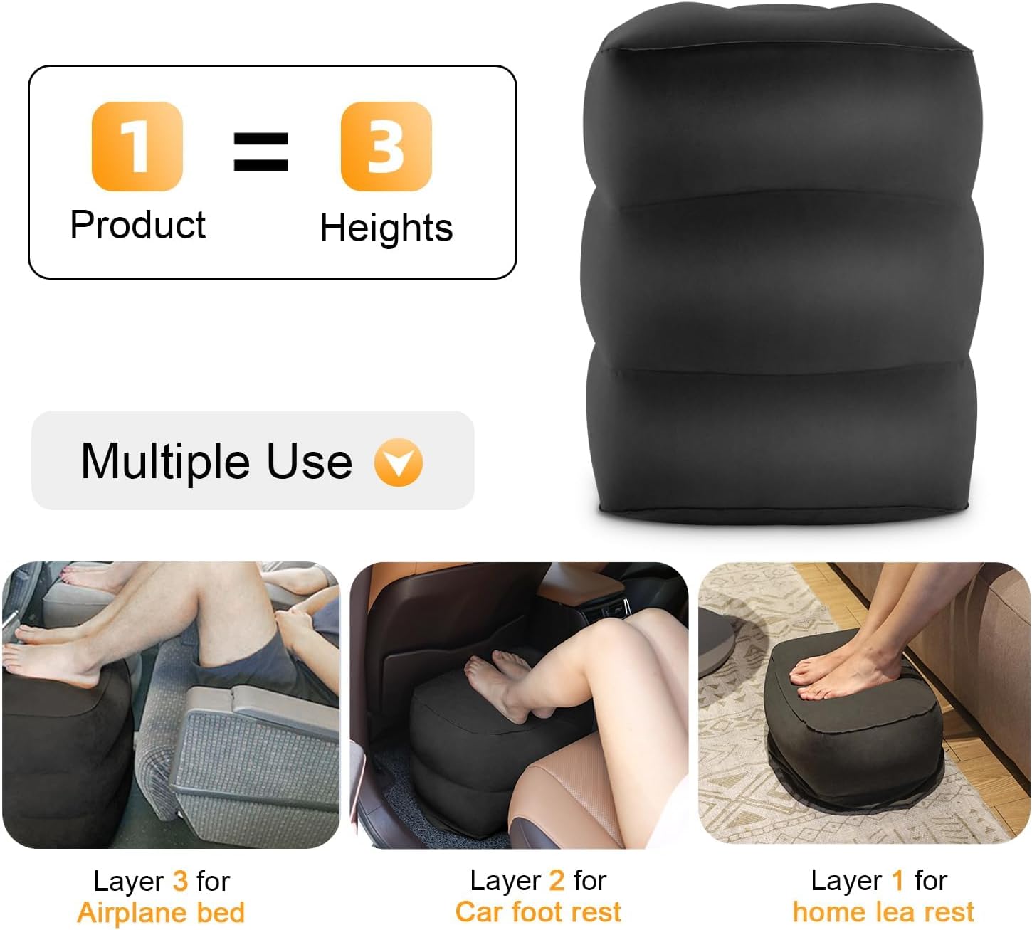 Detalle 2 de Maliton Airplane Footrest, Inflatable Travel Foot Rest for Kids – 2 Pack