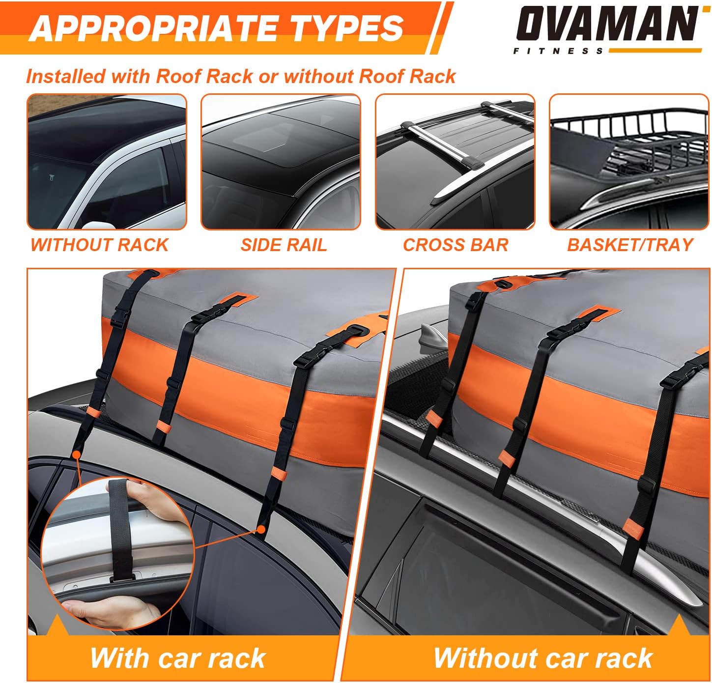 Thumbnail 2 de Car Rooftop Cargo Carrier Bag – 23 Cubic Feet Waterproof Heavy Duty 900D Roof Bag for All Vehicles