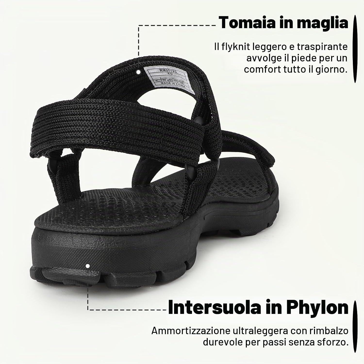 Detalle de riemot Sandali Sportivi da Donna/Uomo per Esterno – Leggeri, Antiscivolo e Regolabili