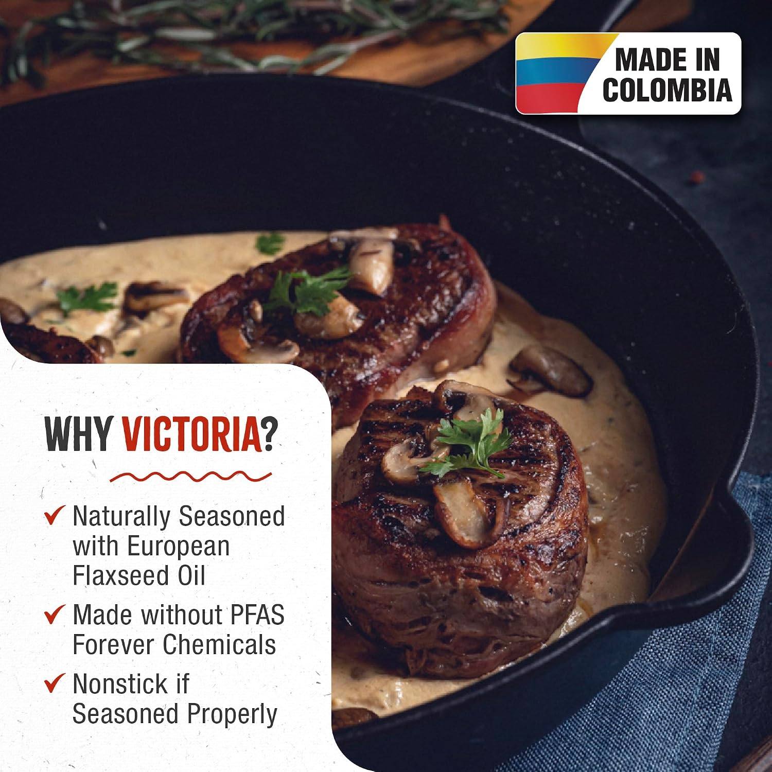 Detalle 2 de Victoria Cast Iron Skillet, 12-Inch