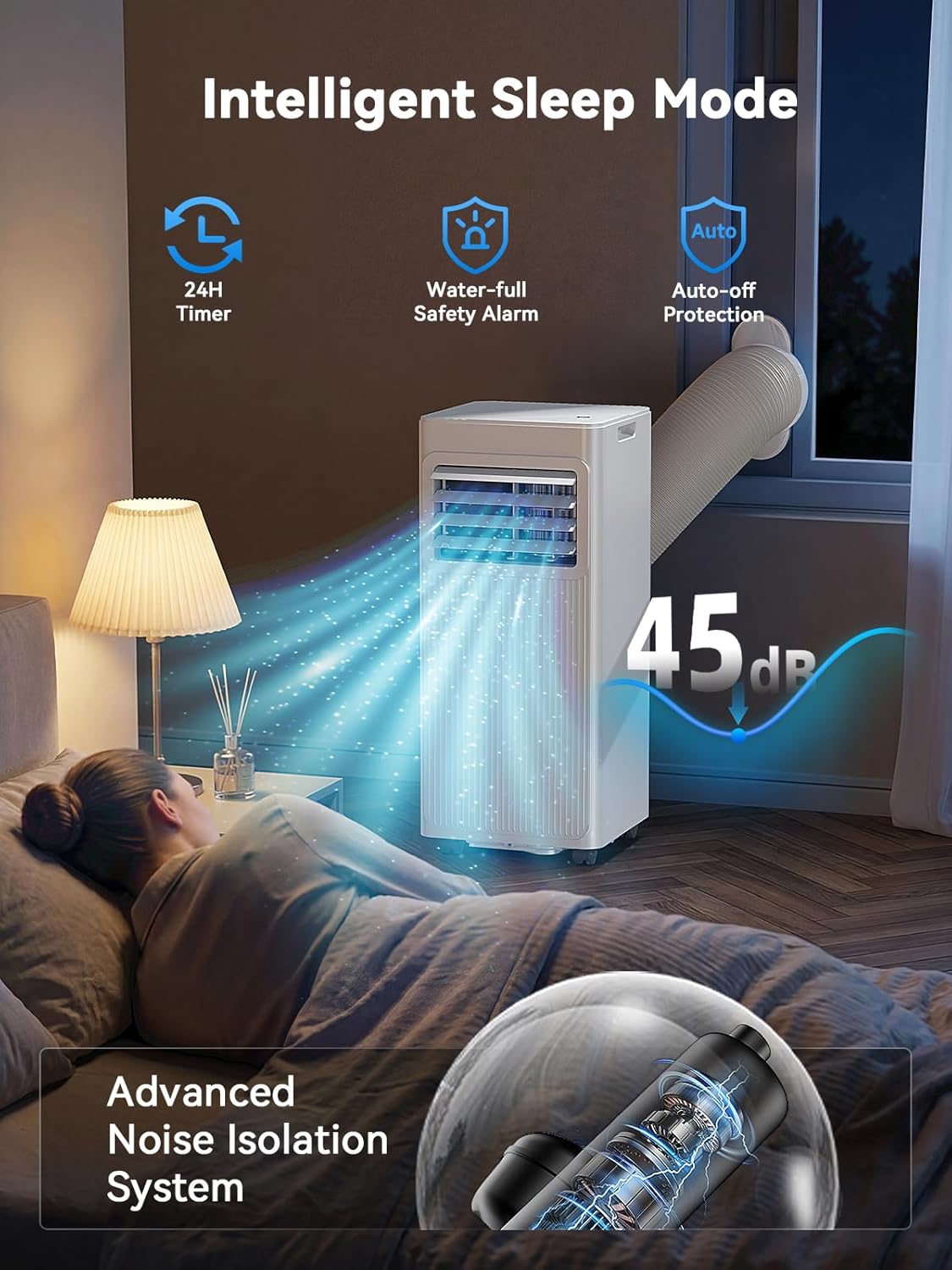 Thumbnail 3 de 7000 BTU 4-in-1 Portable Air Conditioner: Dehumidifier, Fan & Sleep Mode
