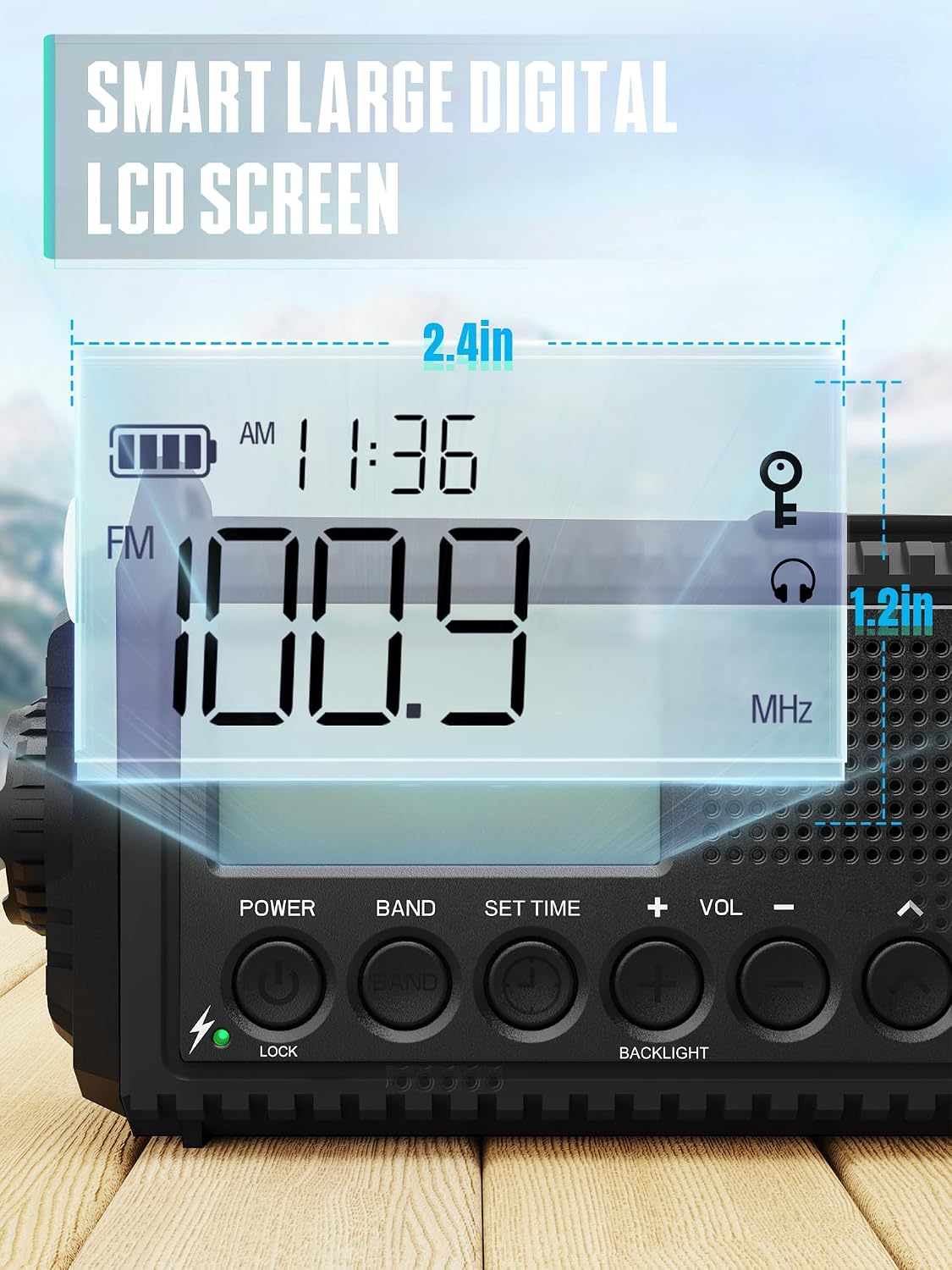 Detalle de ROCAM 1009UItra Emergency Radio, 12,000 mAh Power Bank, Solar & Crank