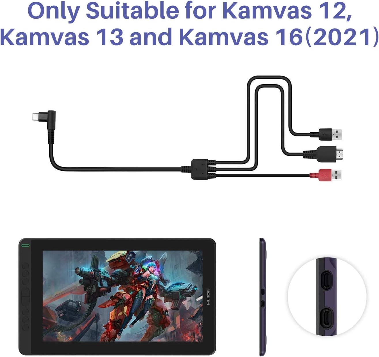 Thumbnail 5 de HUION CB05A Cable 3 en 1 para Kamvas 📱 (2021)
