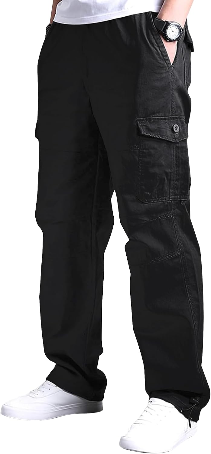 Thumbnail 6 de YAOBAOLE Pantalons cargo homme à taille élastique, multi-poches pour le travail et les sorties