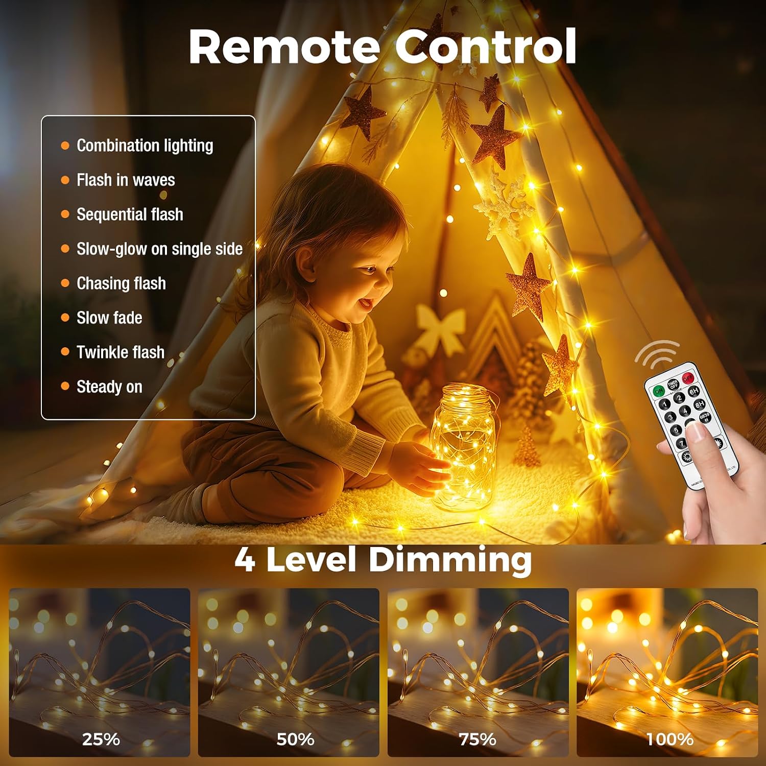 Thumbnail 1 de btfarm TL04-2AR Fairy Lights, 66 ft, 200 Warm White LEDs, Remote Control