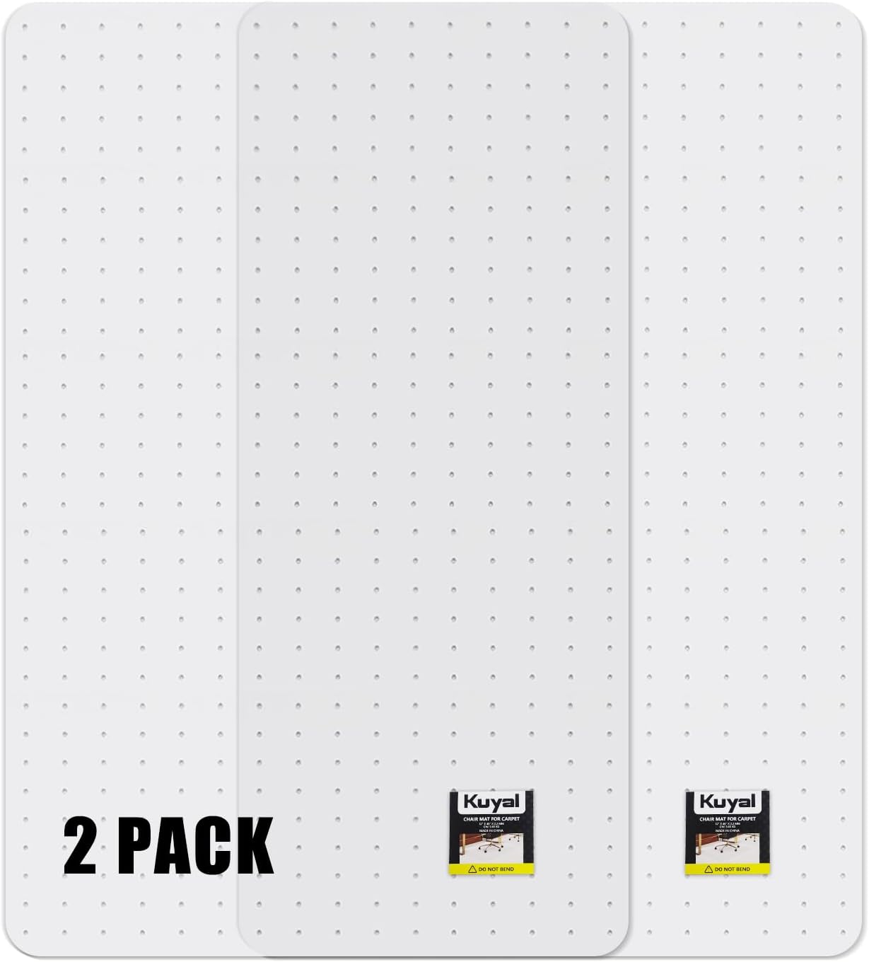 Detalle de Kuyal Office Chair Mat for Carpet, 2-Pack, 32 x 48 in, Clear PET