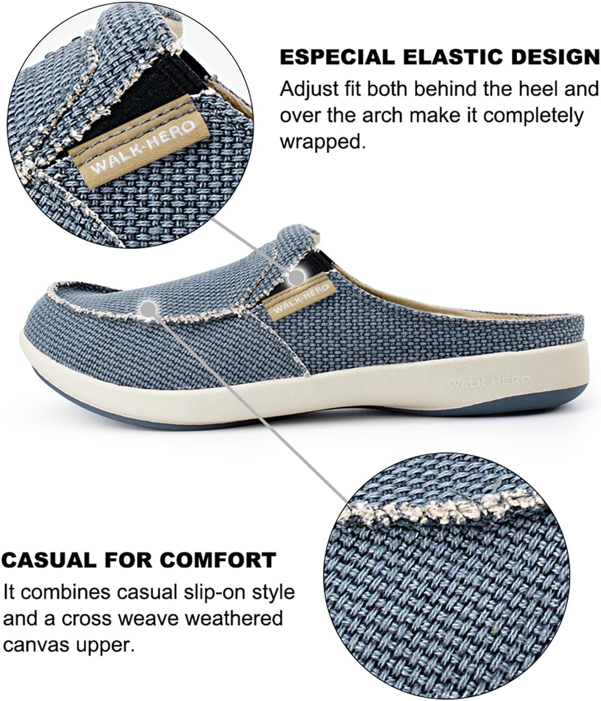 Thumbnail 5 de Men’s Arch Support Canvas Slippers with Velvet Lining & Anti-Skid Rubber Sole