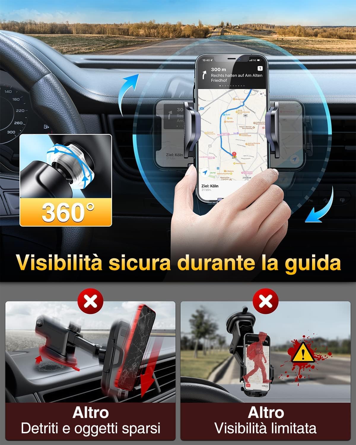 Thumbnail 3 de VANMASS 2025 Supporto per Telefono Auto 360°