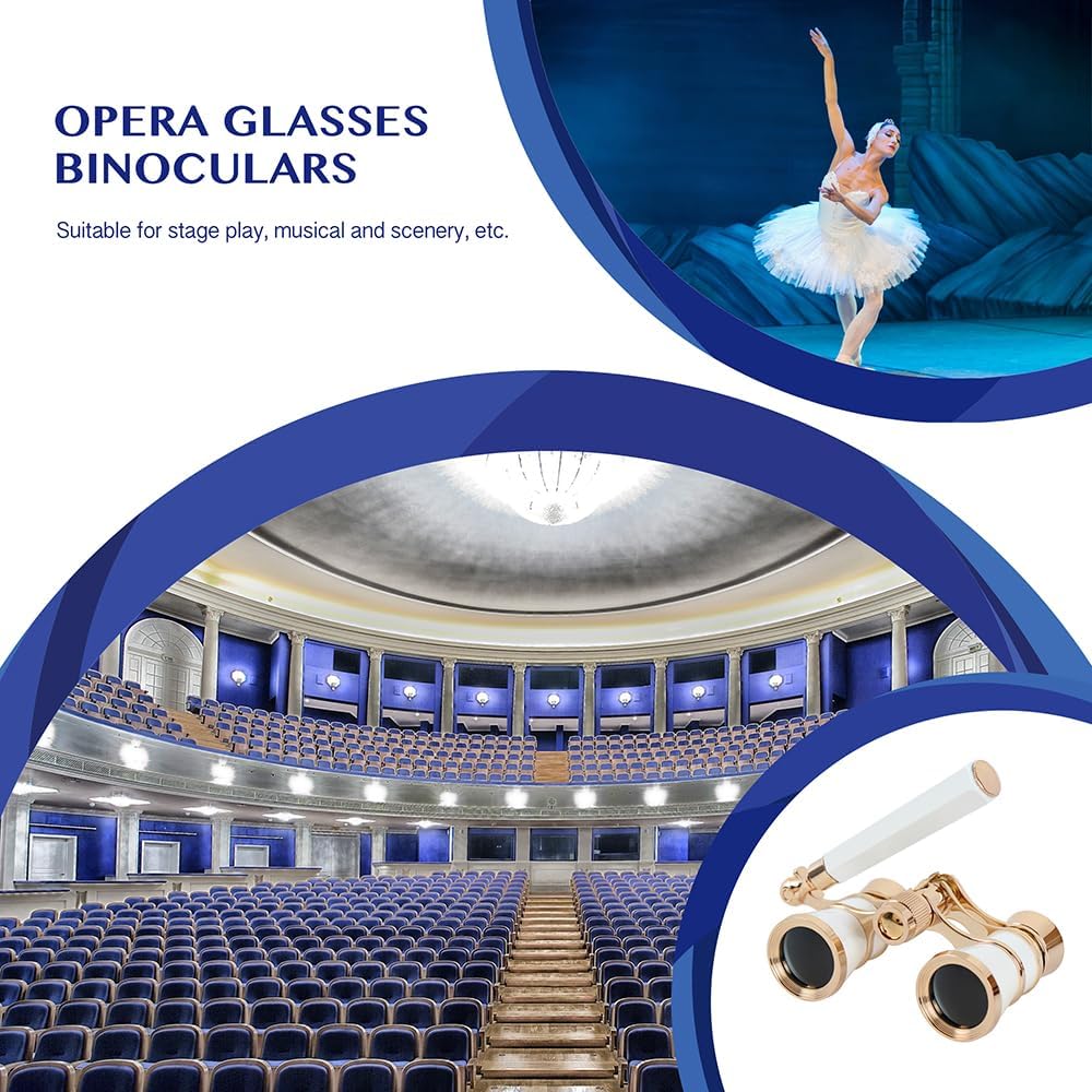 Thumbnail 6 de Aomekie Theatre Opera Glasses with Handle 3x25 – Compact Folding Binoculars for Theatre and Horse Racing (White)