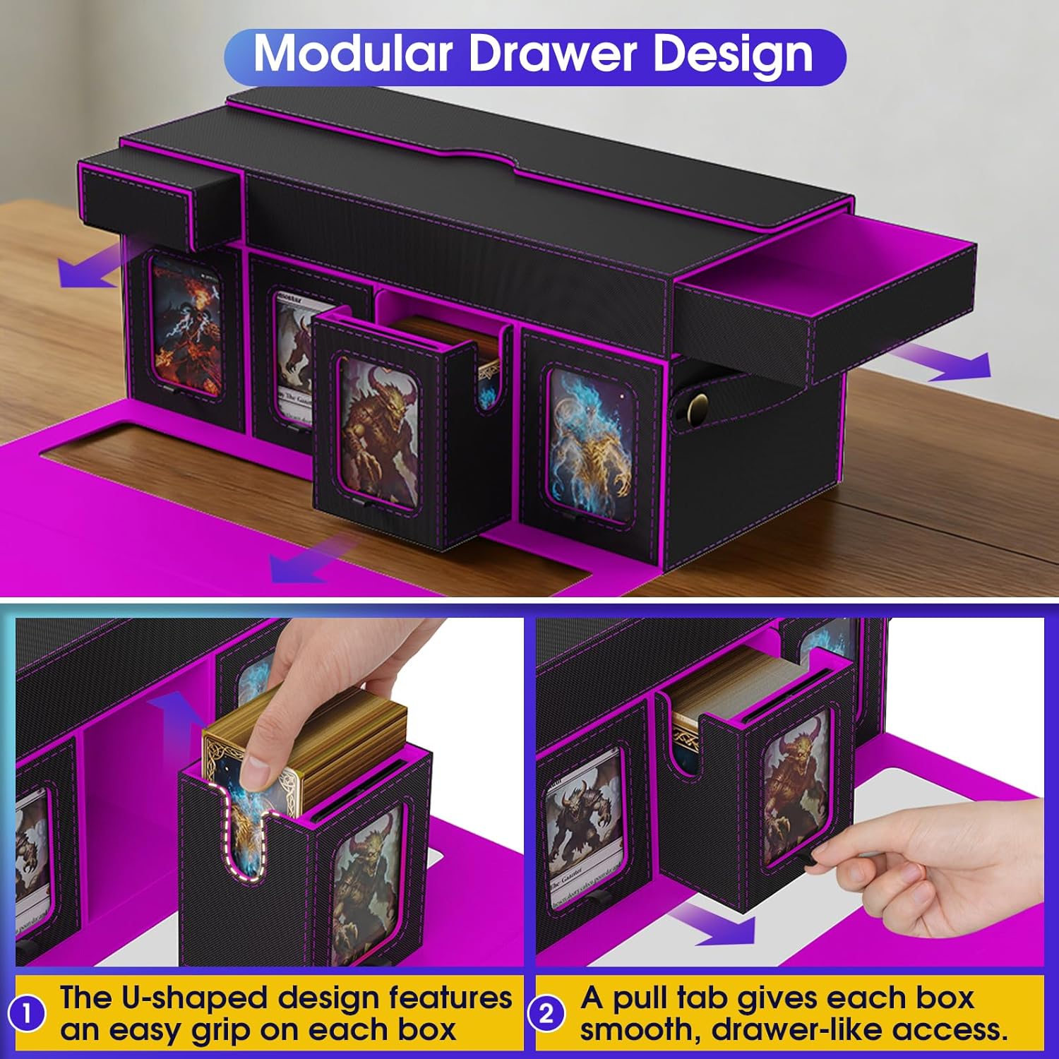 Thumbnail 5 de Cortile Commander Deck Box for MTG (10-in-1) with 8-Deck Modular Case, Dice Trays & Removable Box