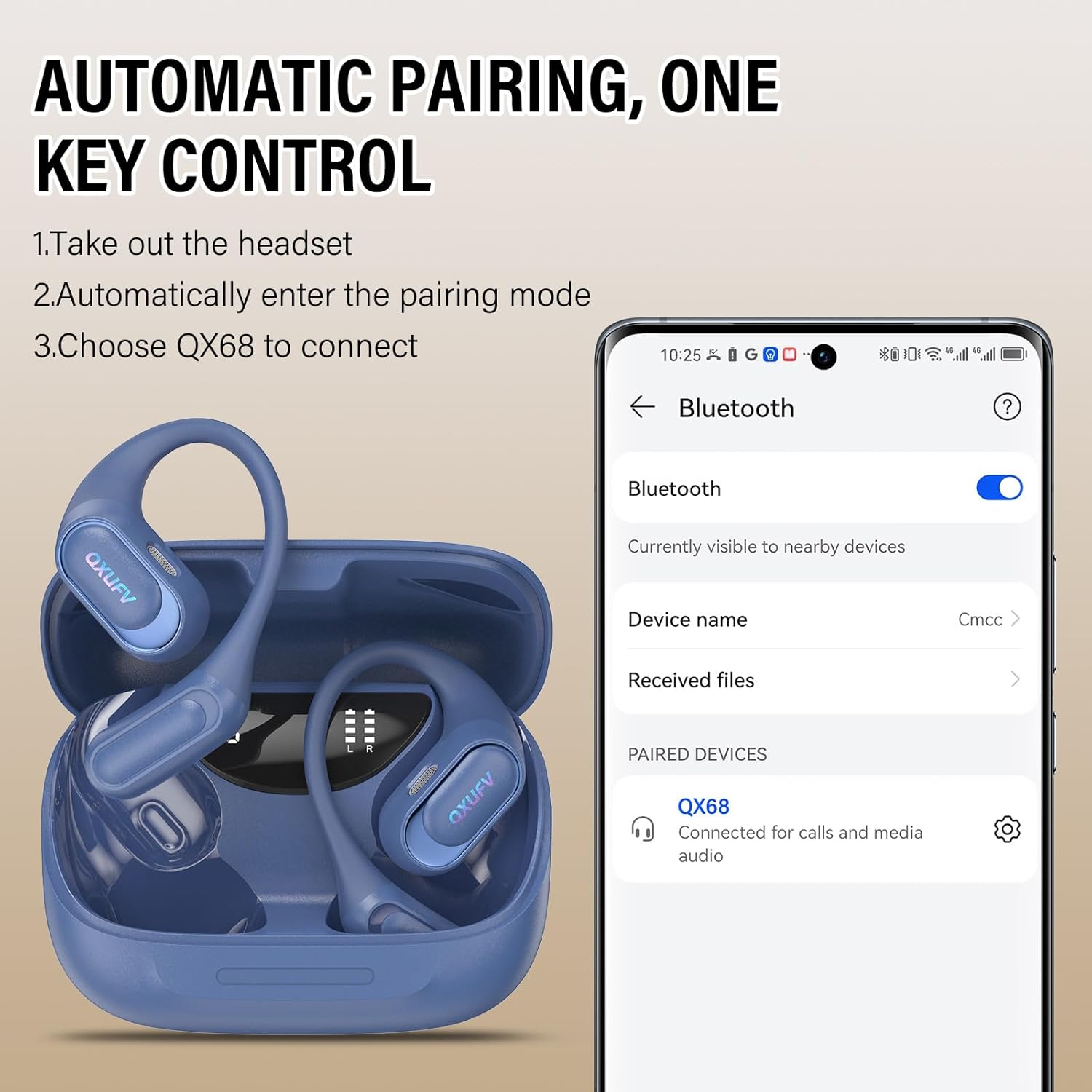 Thumbnail 5 de Open-Ear Bluetooth Headphones with Deep Bass and 48H Battery – Open Earbuds with IPX7 Waterproofing