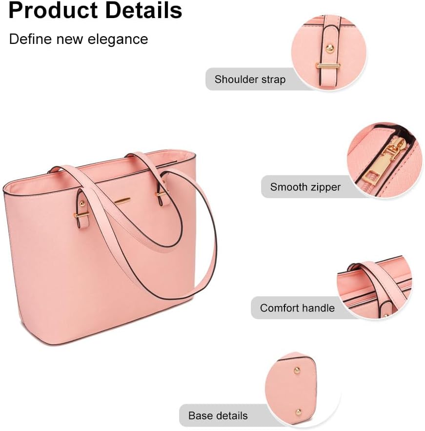Detalle 2 de Pahajim Large Tote Bag for Women – PU Leather, Zip Closure, Multiple Internal Pockets