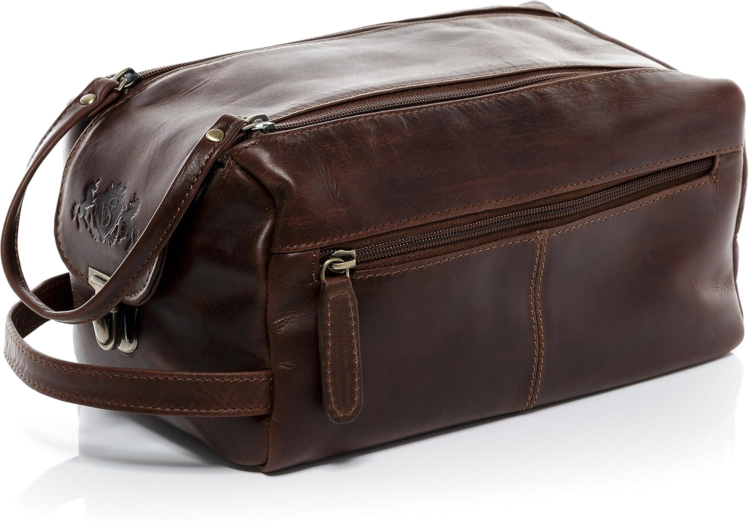 Detalle de SID & VAIN Bristol XL Wash Bag – Genuine Leather Travel Toiletry Case
