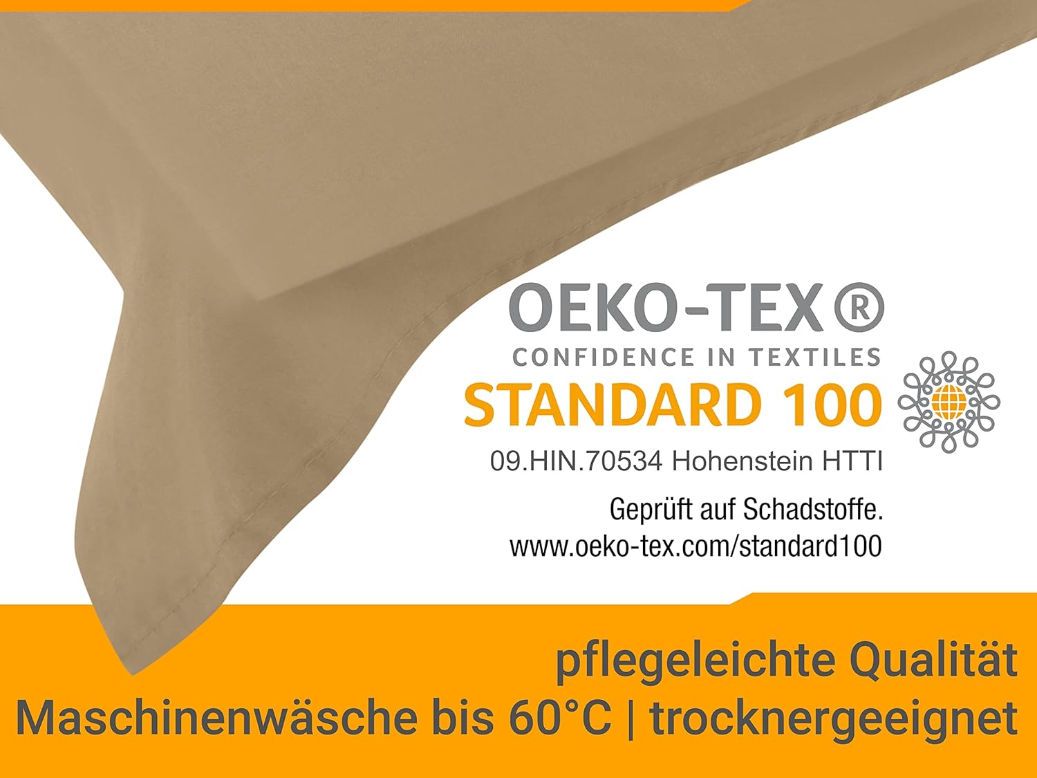 Thumbnail 5 de Npluseins Drap de lit classique sans élastique – taille unique 150 x 250 cm naturel