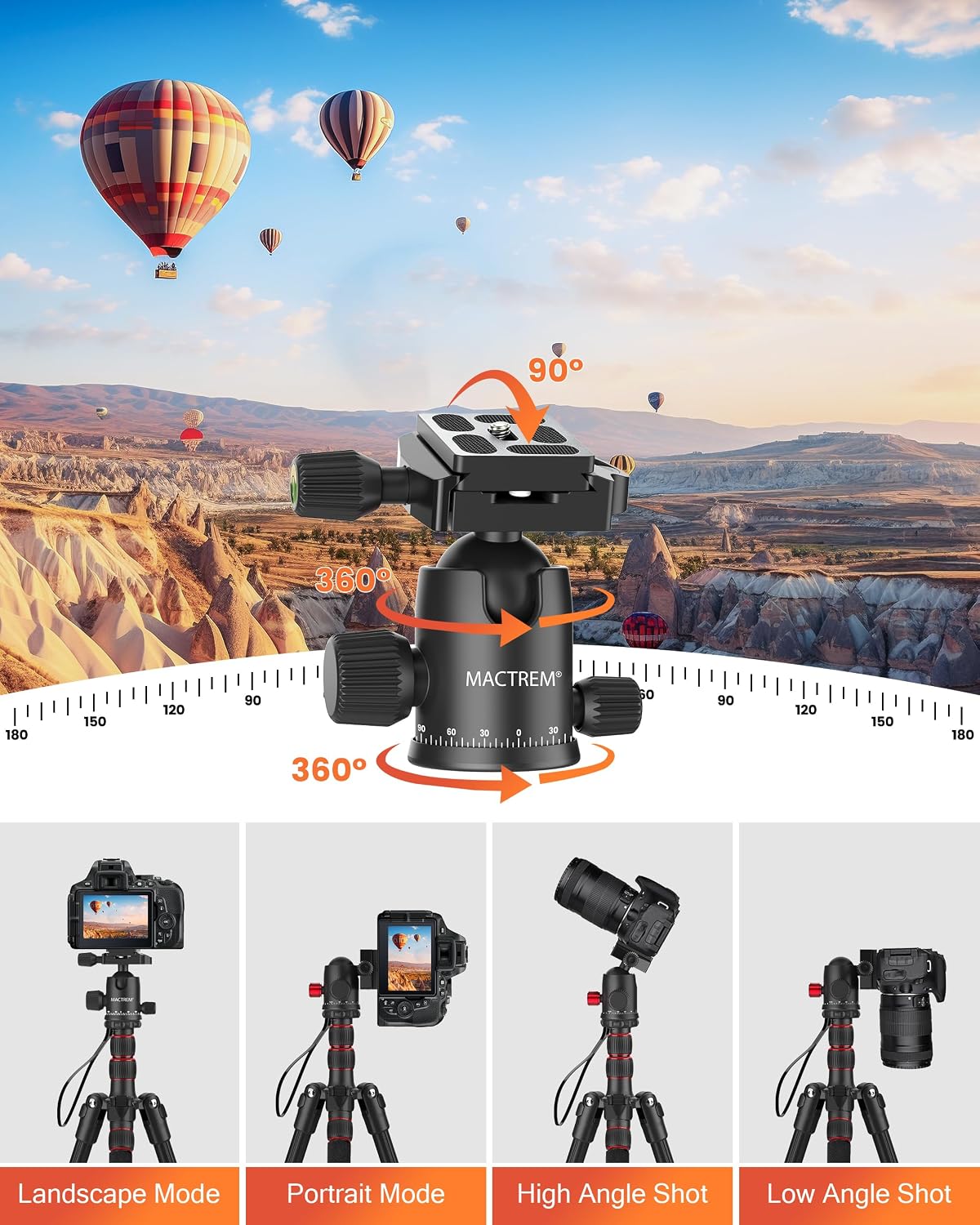 Thumbnail 2 de MACTREM 80 Inch Camera Tripod for DSLR