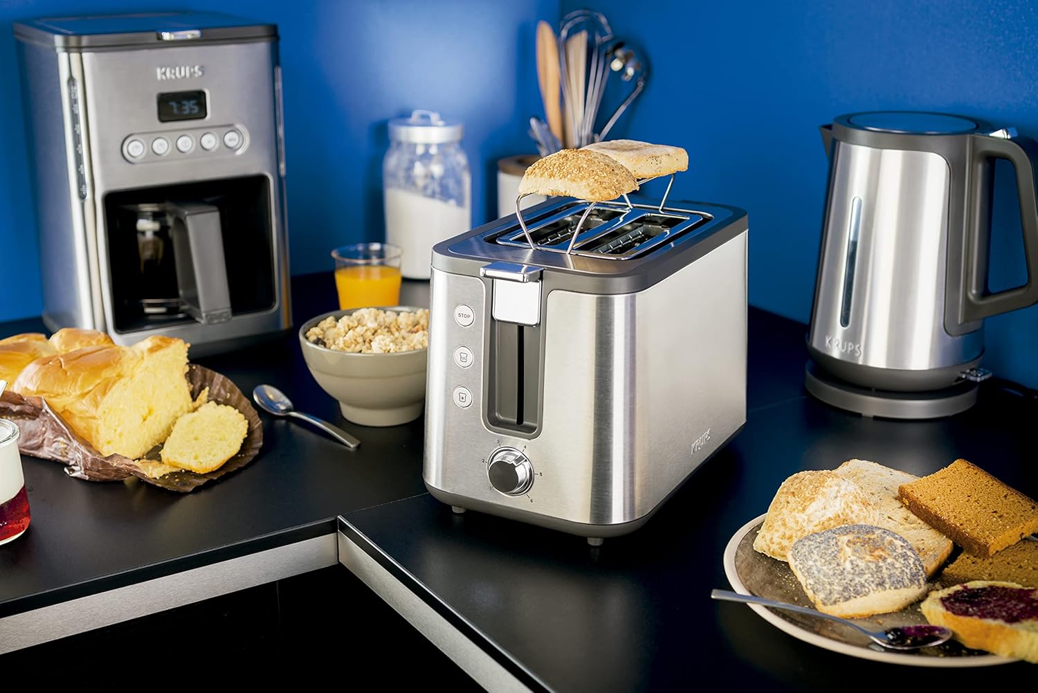 Thumbnail 1 de Krups KH442D Control Line Premium Toaster mit 2 kurzen Schlitzen und Brötchenaufsatz (6 Bräunungsgrade, 850 W)