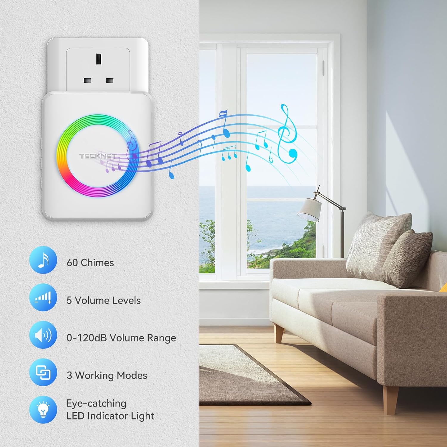 Detalle 2 de TECKNET Wireless Doorbell 400m range