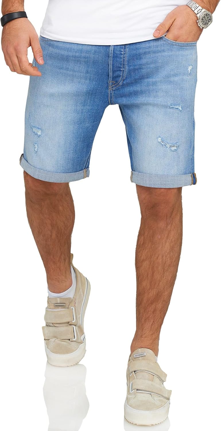 Detalle de JACK & JONES Infinity Herren Jeans Shorts Rick Bermuda – Used Look